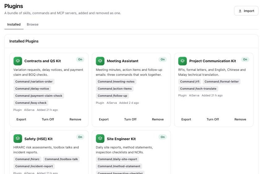 AiServa Plugins page